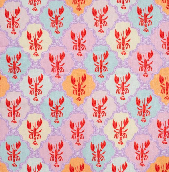 Katoen gestikt fuchsia kreeften  - Qjutie & the Qjutest